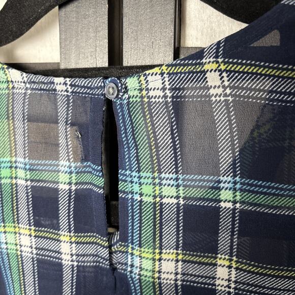 Hollister Y2K Peplum Preppy Plaid Sheer Top Medium Romantic‎ - Picture 6 of 6